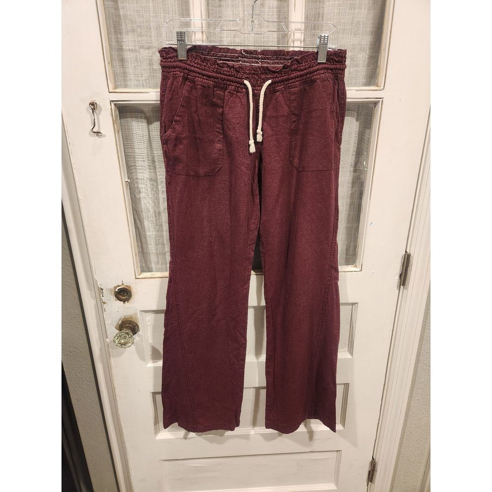 Style Me Maroon Linen Blend Pull On Pants Women's‎ Size Small
